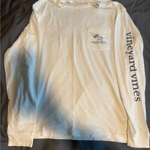 Vineyard Vines Cream Long Sleeve Tee with Logo